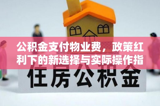 许昌公积金支付物业费，政策红利下的新选择与实际操作指南