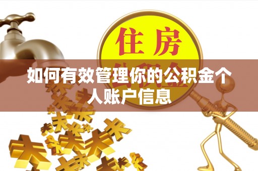 许昌如何有效管理你的公积金个人账户信息